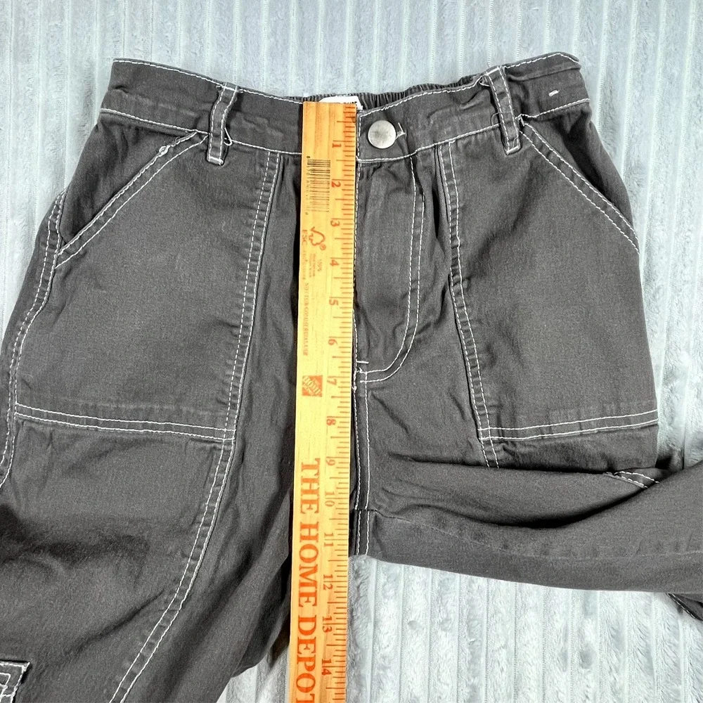 Rachel Paige Wide Leg Cargo Pants Women's S Elastic Waist‎ Baggy Skater Gray
